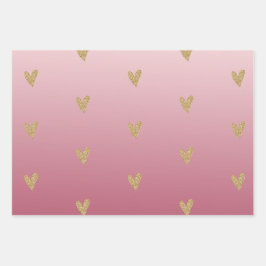 Feuille De Papier Cadeau Coeur de Parties scintillant en or rose Ombre