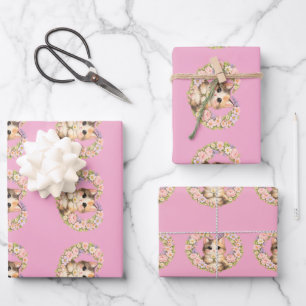 Feuille De Papier Cadeau Cœur Floral Art Kawaii Chat