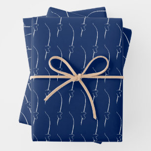 Feuille De Papier Cadeau Coeur Liens Grey Sapphire Blue Mariage Engagement