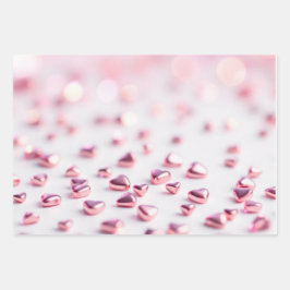 Feuille De Papier Cadeau coeur rose brillant arrière - plan flou