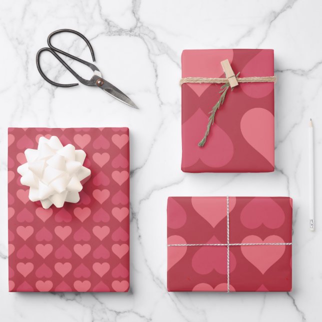 Feuille De Papier Cadeau Coeur rose romantique (Recto)