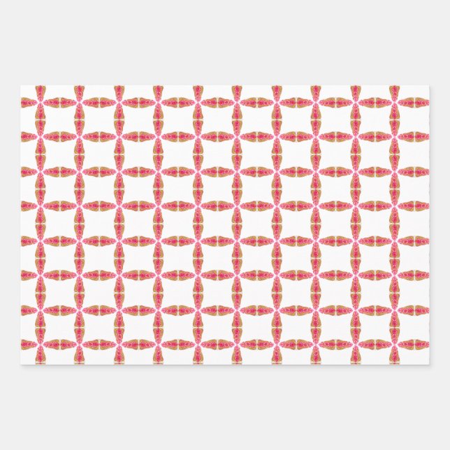 Feuille De Papier Cadeau Coeurs alignés (Devant)