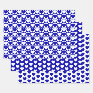 Feuille De Papier Cadeau Coeurs Bleus et Blancs royaux