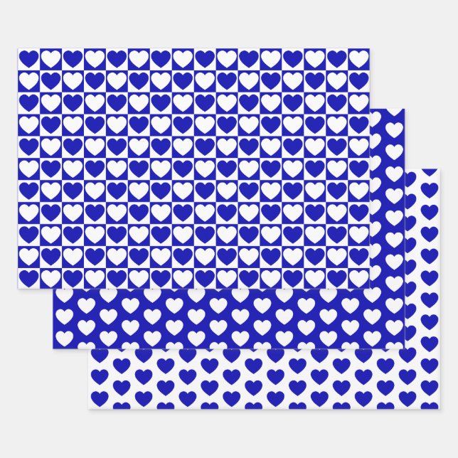 Feuille De Papier Cadeau Coeurs Bleus et Blancs royaux (Lot)