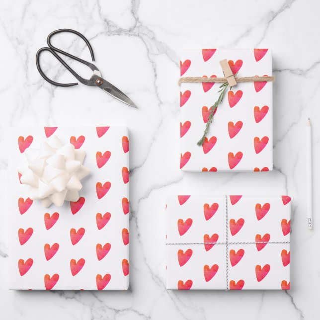Feuille De Papier Cadeau Coeurs d'amour (Recto)
