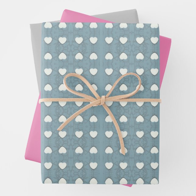 Feuille De Papier Cadeau Coeurs de Marshmallow  (En situation)