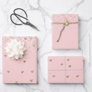 Feuille De Papier Cadeau Coeurs de Parties scintillant rose Fille
