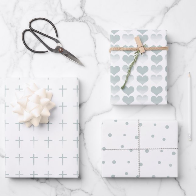 Feuille De Papier Cadeau Coeurs et points de la sainte communion (Recto)
