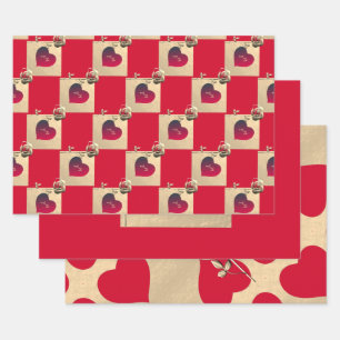 Feuille De Papier Cadeau Coeurs et Roses élégants