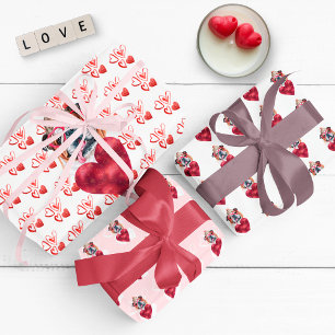 Feuille De Papier Cadeau Coeurs Français Bulldog Amoureux des chiens Valent