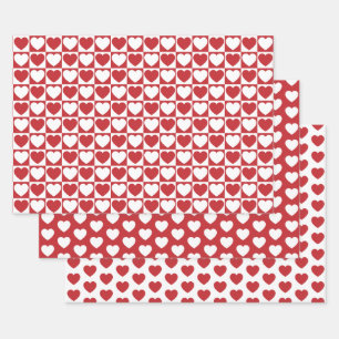 Feuille De Papier Cadeau Coeurs noirs et blancs
