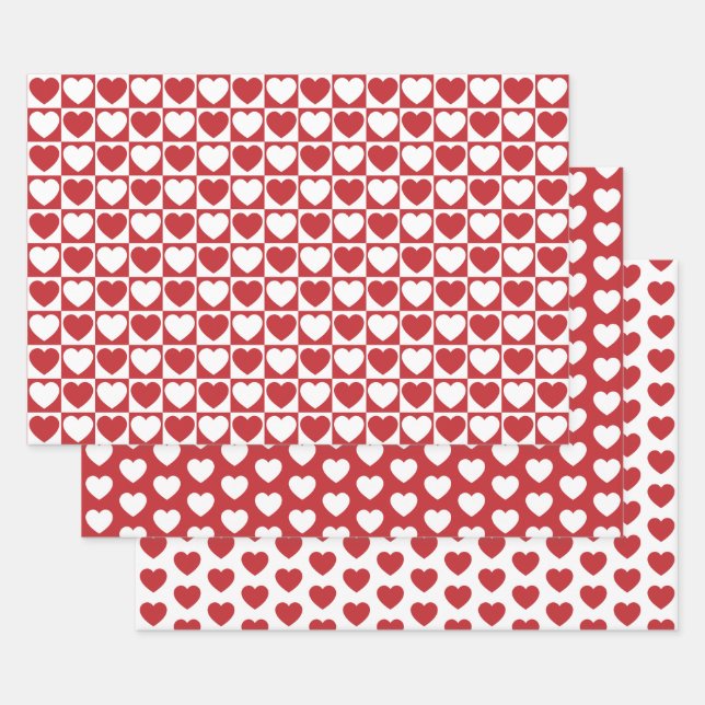 Feuille De Papier Cadeau Coeurs noirs et blancs (Lot)