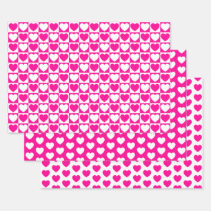 Feuille De Papier Cadeau Coeurs roses et blancs chauds