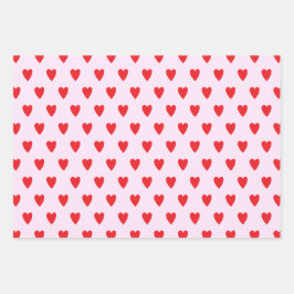 Feuille De Papier Cadeau Coeurs rouges Abstrait main tiré Boho Style Motif