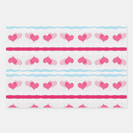 Feuille De Papier Cadeau Coeurs rouges Abstrait main tiré Boho Style Motif