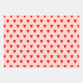 Feuille De Papier Cadeau Coeurs rouges Abstrait main tiré Boho Style Motif