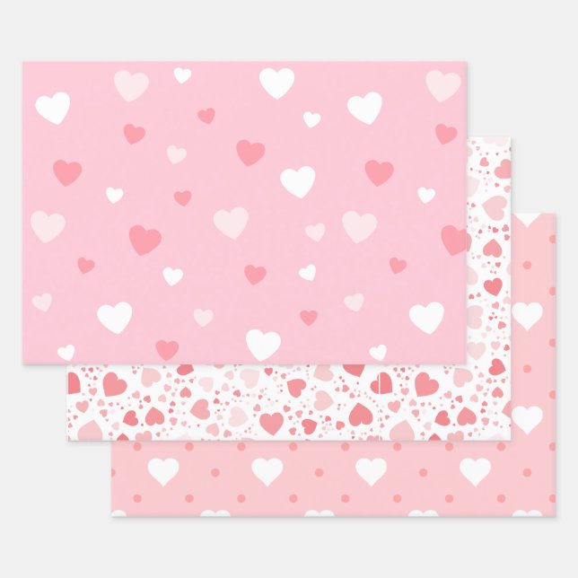 Feuille De Papier Cadeau Coeurs rougissants (Lot)
