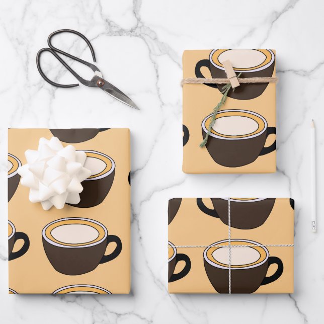 Feuille De Papier Cadeau Coffee Cup Pattern (Recto)