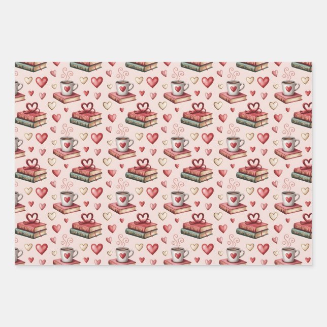 Feuille De Papier Cadeau Coffee mugs with hearts (Devant)