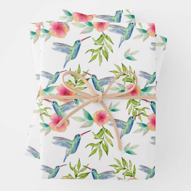 Feuille De Papier Cadeau Colibri (En situation)