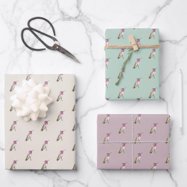 Feuille De Papier Cadeau Colibri (Recto)