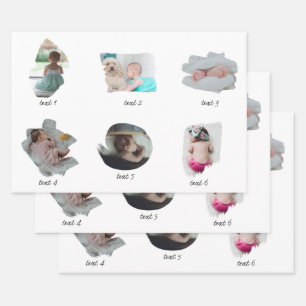 Feuille De Papier Cadeau Collage de photos de bébé moderne