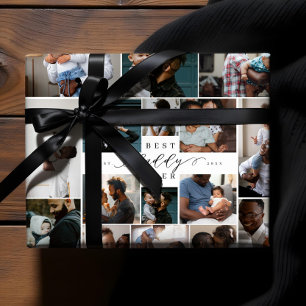 Feuille De Papier Cadeau Collage photo de la Fête des pères de script Best 