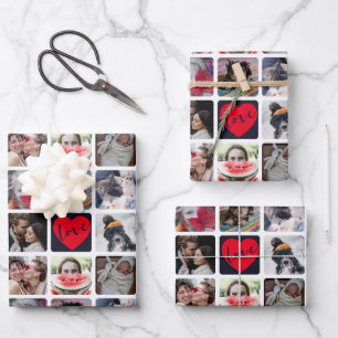 Feuille De Papier Cadeau Collage photo moderne avec Motif cardiaque