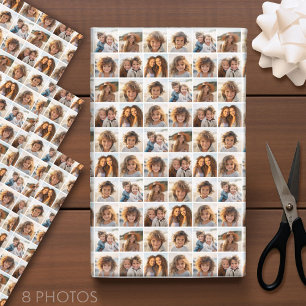 Feuille De Papier Cadeau Collage photo personnalisé avec 8 photos Carrés
