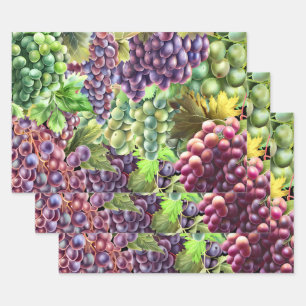 Feuille De Papier Cadeau Collages de raisins vert rouge collage