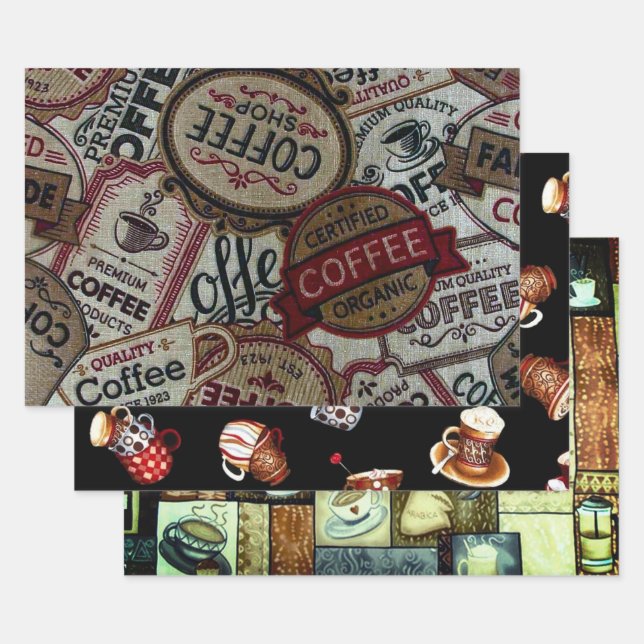 Feuille De Papier Cadeau Collection amateurs de café (Lot)