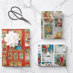 Feuille De Papier Cadeau Collection de cartes de Noël Festive
