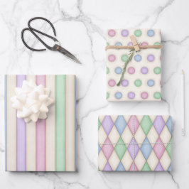 Feuille De Papier Cadeau Collection de Motifs colorés Pastels