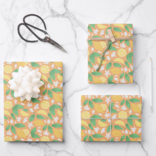 Feuille De Papier Cadeau Collection de Motifs de paniers de fruits - Citron