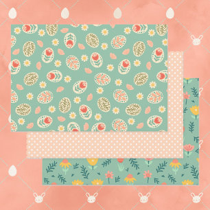 Feuille De Papier Cadeau Collection de Pâques 3 Printemps vert cadeau d'ann