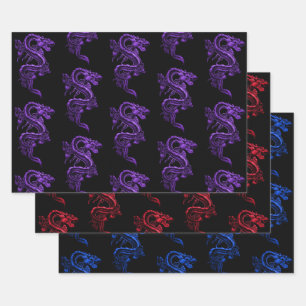 Feuille De Papier Cadeau Collection Dragon asiatique