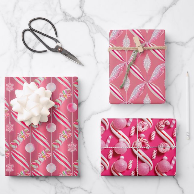 Feuille De Papier Cadeau Collection Fun Rose Candy Lane (Recto)