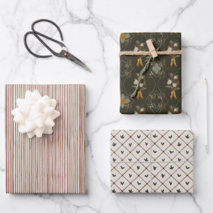 Feuille De Papier Cadeau Collection Noël   Bande, Flore, Holly