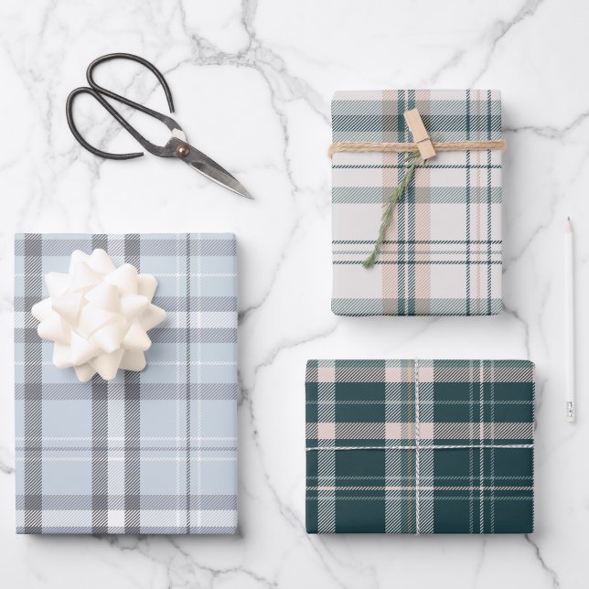 Feuille De Papier Cadeau Collection Plaid de Noël classique (Recto)