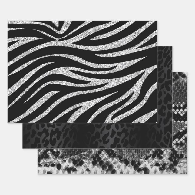 Feuille De Papier Cadeau Collection Poster de animal monochrome (Lot)