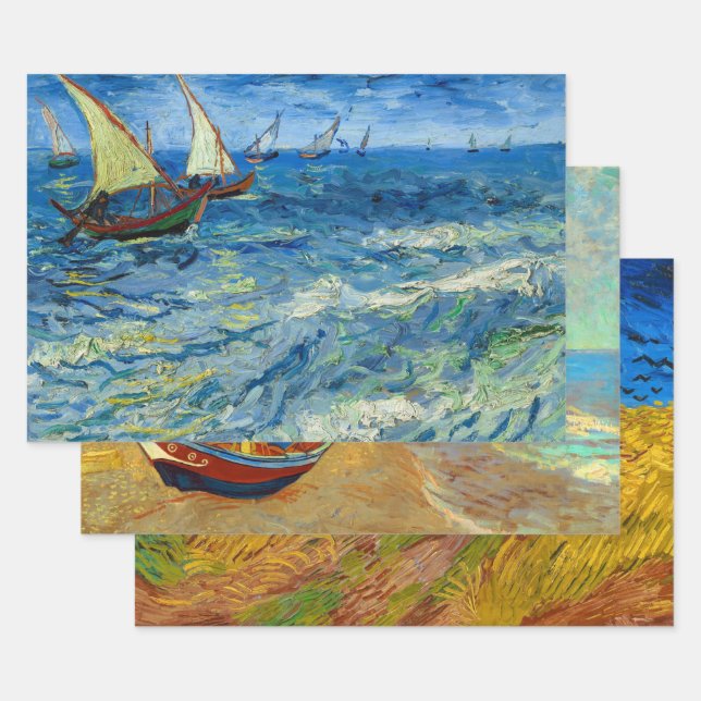 Feuille De Papier Cadeau Collection Vincent van Gogh, Découpage (Lot)