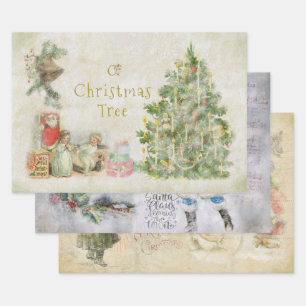 Feuille De Papier Cadeau Collection Vintage "Père Noël le soir de Noël"