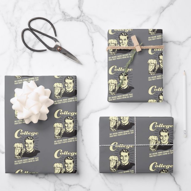 Feuille De Papier Cadeau College : Boire plus avant 9h (Recto)