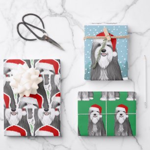 Feuille De Papier Cadeau Collie Vacances Jolie Chien Noël