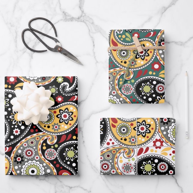 Feuille De Papier Cadeau Colonnes d'automne Elégant Bohemian Baroque Paisle (Recto)