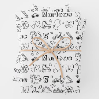 Feuille De Papier Cadeau Coloration personnalisée Anniversaire Rainbows Uni