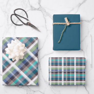 Feuille De Papier Cadeau ColorBlock Carreaux - Sarcelles, Marrons, Violet,