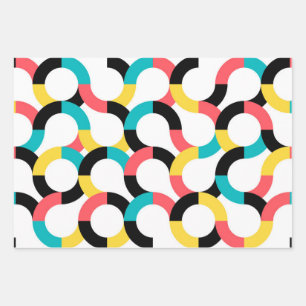 Feuille De Papier Cadeau Coloré, tendance, gai, fun moderne géométrique