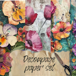 Feuille De Papier Cadeau Coloré Vintage Découpage Floral Texture rustique