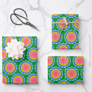 Feuille De Papier Cadeau Colorful Mood 60s Fleur vive Mandala Motif